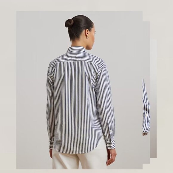 Women's LAUREN Relaxed Fit Cotton Roll Tab Sleeve Shirt - Picture 12 of 12